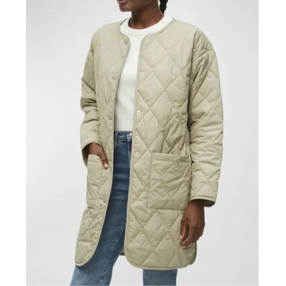Michael Stars Sonnet Snap-Front Quilted Coat Light Olive Size 1X - Picture 4 of 11